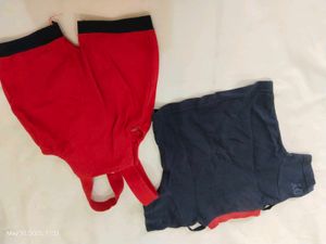 Red Blue Dungaree For Baby Boy