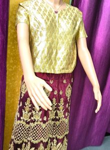 Baby Girls Bridal Elegant Brocade Lehenga Koti
