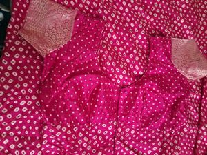 Vibrant Pink Bandhani Silk Saree