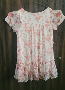 Sheer Floral Butterfly Tunic Top