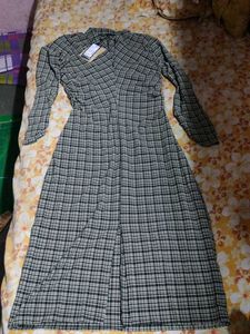 Chic Plaid Long Sleeve Maxi Dress