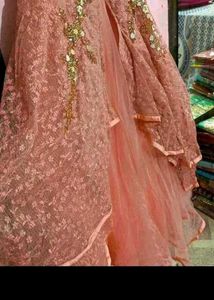 bust 38 Peach Embellished Gown