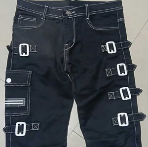 Black Buckled Cargo Jeans