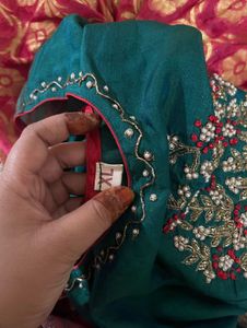 Emerald Green Anarkali with Brocade Dupatta