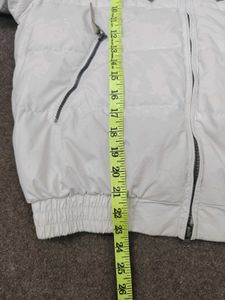 Stylish White Puffer Jacket with Patches