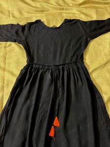 Black Kurta with Orange Embroidery