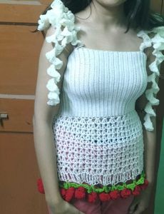 Crochet Crop Top with Ruffle Straps