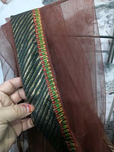 Brown Dupatta 👗with Gold Border