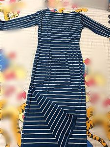 Blue &amp; White Striped Maxi Dress