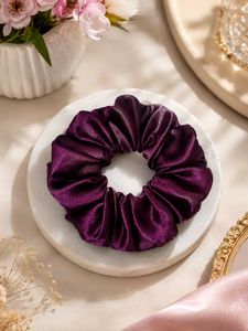 pack of 6 Purple Satin Scrunchie Set