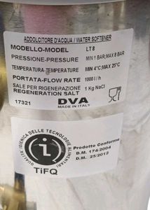 8 Liter Rechargeable Water Softener Ascaso DVA Add