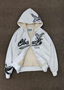 Vintage Eagle Graphic Zip-Up Hoodie