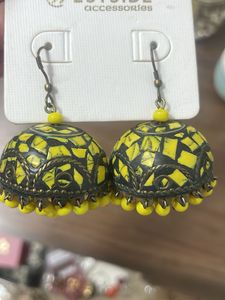 Yellow Detail Jhumkas