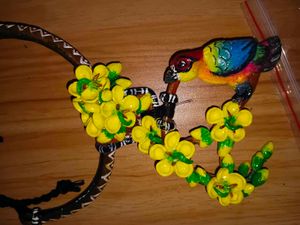 Clay Handmade Bird &amp; Flower Necklace
