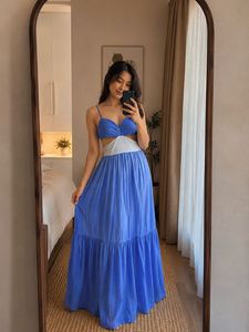 Chic Blue Maxi Dress with Cutout Detail