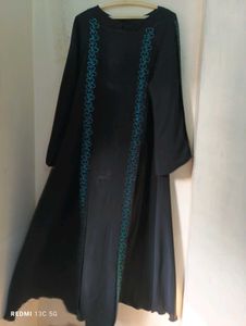 Elegant Blue Stone Work Abaya Gown
