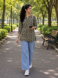 V-Neck Printed Kurti