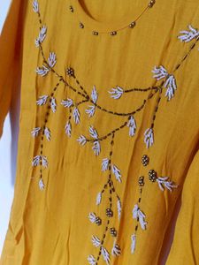 Yellow Embroidered Kurta