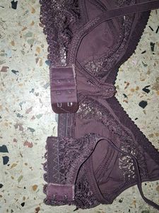 Lace Trimmed Pink Bra and Brown