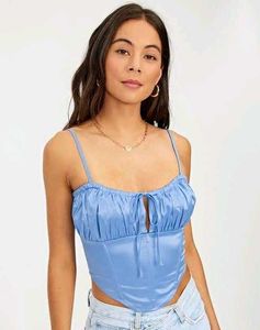 292510. Sky Blue Satin Corset Top