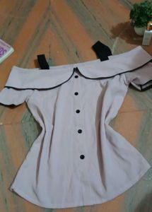 Off-Shoulder Button-Up Top