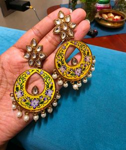 Elegant Yellow Floral Dangle Earrings