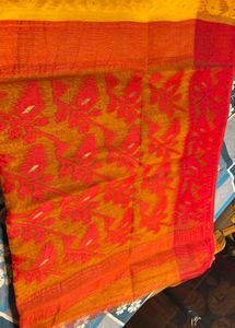 Vibrant Yellow &amp; Red Dhakai Jamdani Saree