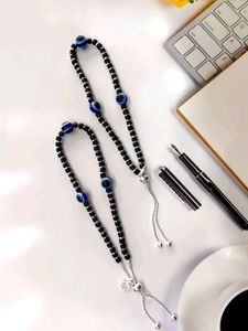 Pure Silver Evil Eye Black Beads Anklets
