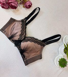 Sheer Black Lace Trim Bra