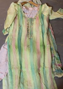 Beautiful Striped Kurta Set with Dupatta
