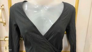 Chic Black Wrap Top