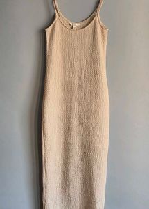 Textured Strap Slip on H&M Dress Off white Slit XS