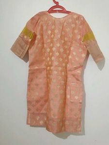Elegant Peach Kurta with Gold Motifs