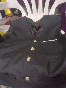 Men's Black Ethnic Waistcoat