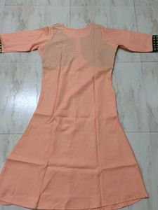 Peach Kurta with Embellished Sleeves