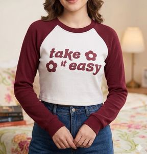 Trendy "Take It Easy" Crop Top