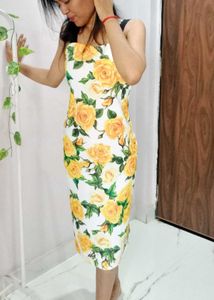 Beautiful Rose Print Strappy Dress
