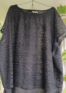 Chic Black Lace Overlay Top