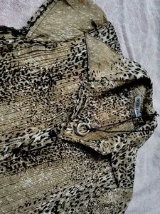 Chic Animal Print Button-Up Top