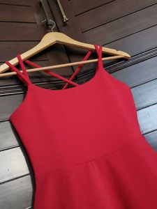 Ginger Red Fit &amp; Flare Cross back strap Mini Dress