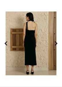 Elegant Black Halter Neck Midi Dress