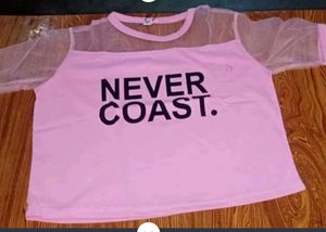 Pink "Never Coast" Graphic Tee