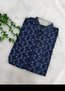 Casual Blue Printed Men's Shirt