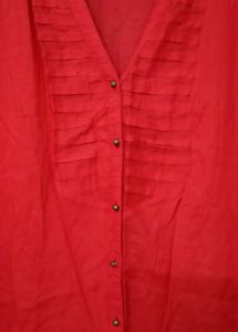 Vibrant Red Button-Up Blouse