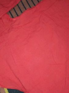 Red &amp; White Flared Kurti with Embroidery Work