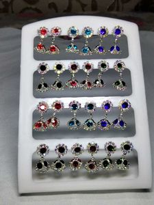 Sparkling Gemstone Dangle Earrings Set in 12