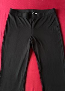 H&amp;M Black Ribbed Flare Pants