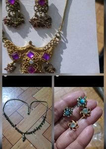 2 Boho Charm Necklace & Earrings Set