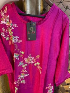 Embroidered Magenta Kurta set