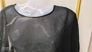 Sheer Black Overlay Top